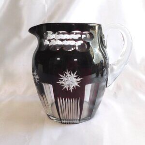 Dark Red Cut to Clear Pitcher # 22190